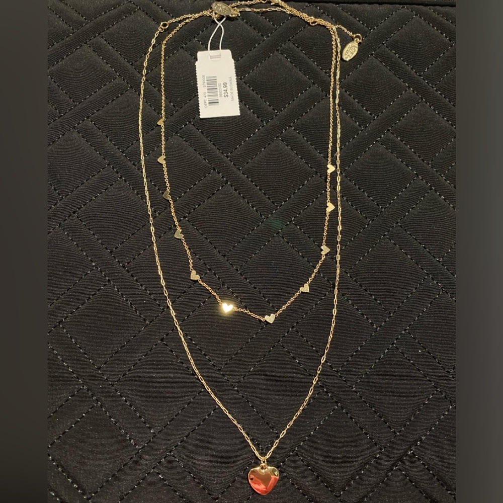 LOFT Set of 2 Gold Heart Necklaces - Gorgeous - NWT